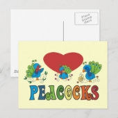 I Love Peacocks Briefkaart (Voorkant / Achterkant)