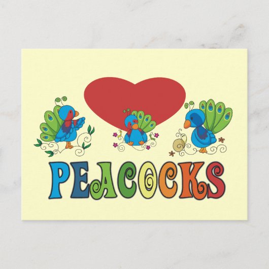 I Love Peacocks Briefkaart (Voorkant)
