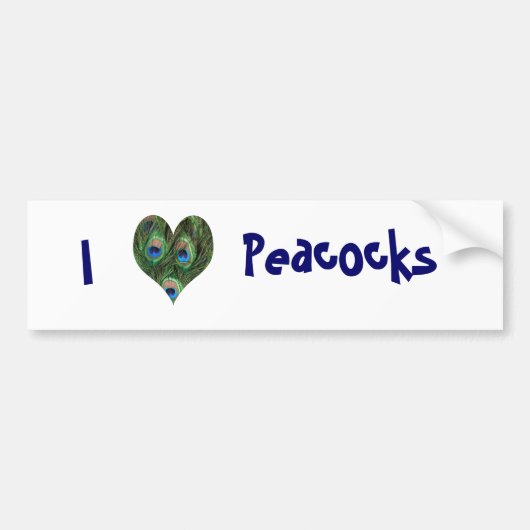 I Love Peacocks Bumpersticker (Voorkant)