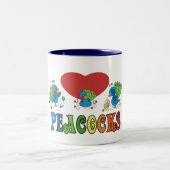 I Love Peacocks Tweekleurige Koffiemok (Center)
