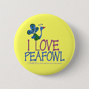 I Love Peafowl Ronde Button 5,7 Cm