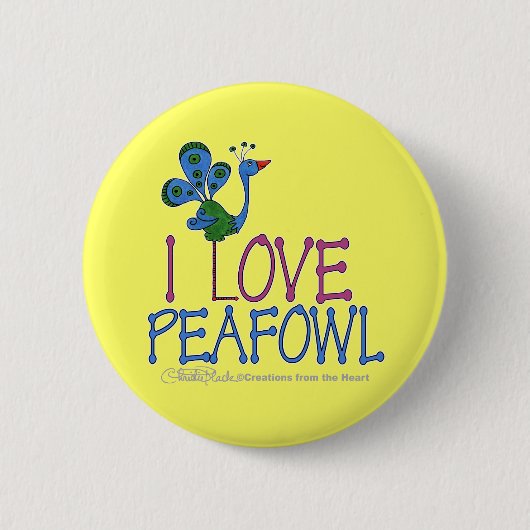 I Love Peafowl Ronde Button 5,7 Cm (Voorkant)