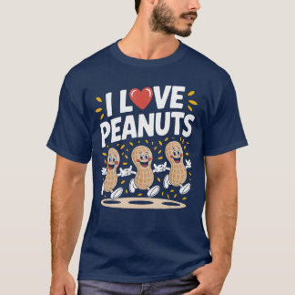 I Love Peanuts Fun Cartoon Design retro T-shirt