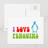 I Love Penguins Briefkaart (Voorkant / Achterkant)