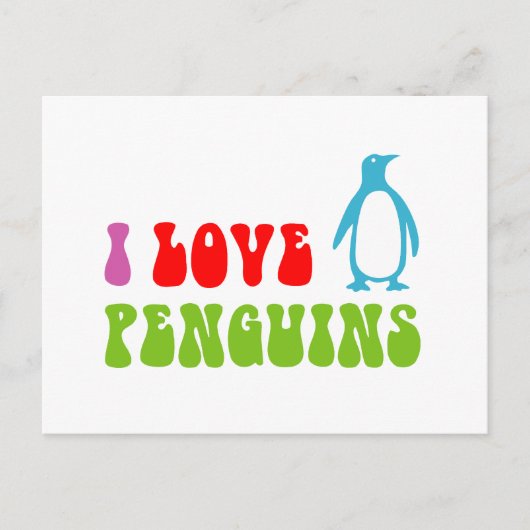 I Love Penguins Briefkaart (Voorkant)