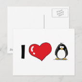 I Love Penguins Briefkaart (Voorkant / Achterkant)