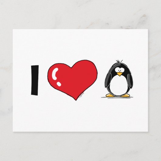 I Love Penguins Briefkaart (Voorkant)