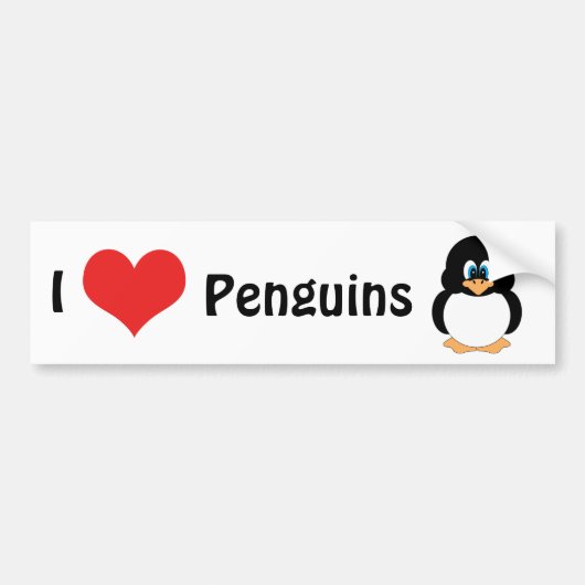 I Love Penguins Bumpersticker (Voorkant)