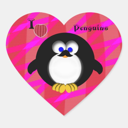 I Love Penguins Hart Sticker (Voorkant)