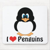 I Love Penguins Mousepad Muismat (Voorkant)