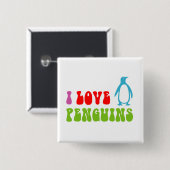 I Love Penguins Vierkante Button 5,1 Cm (Voorkant /achterkant)