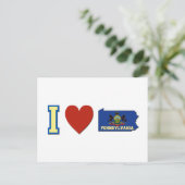 I Love Pennsylvania Shaped State Flag and Heart Briefkaart (Staand voorkant)
