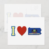 I Love Pennsylvania Shaped State Flag and Heart Briefkaart (Voorkant / Achterkant)
