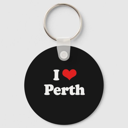 I Love Perth Tshirt White Tshirt Sleutelhanger (Voorkant)