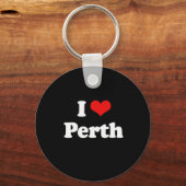 I Love Perth Tshirt White Tshirt Sleutelhanger (Voorkant)
