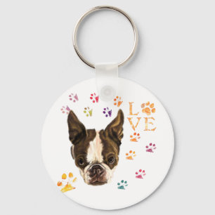I Love Pets - Cute Puppy - Colorful Traces Tekenin Sleutelhanger