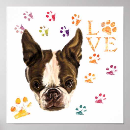 I Love Pets Poster Cute Puppy - Colorful Traces (Voorkant)