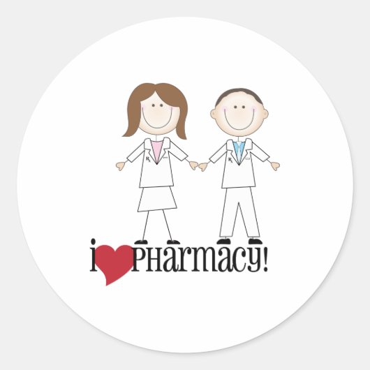 I Love Pharmacy Ronde Sticker (Voorkant)