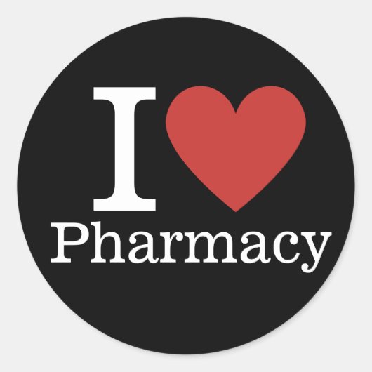 I ❤️ Love Pharmacy voor studenten / Faculty CUSTOM Ronde Sticker (Voorkant)