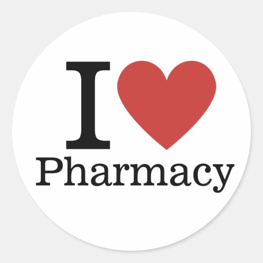 I ❤️ Love Pharmacy voor studenten / Faculty CUSTOM Ronde Sticker (Voorkant)