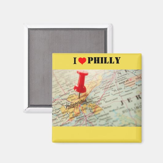 I Love Philadelphia Map Magneet (Voorkant / Achterkant)
