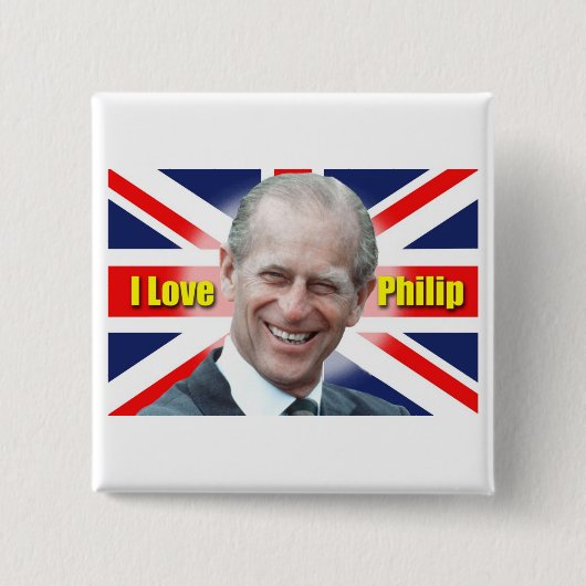 I Love Philip Vierkante Button 5,1 Cm (Voorkant)