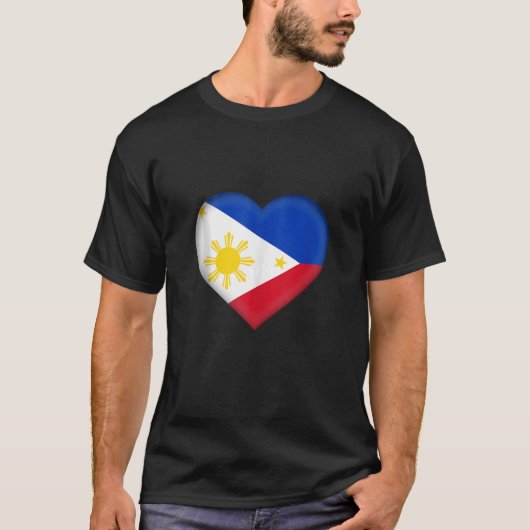I Love Philippines Design Filipino Flag Heart Outf T-shirt (Voorkant)