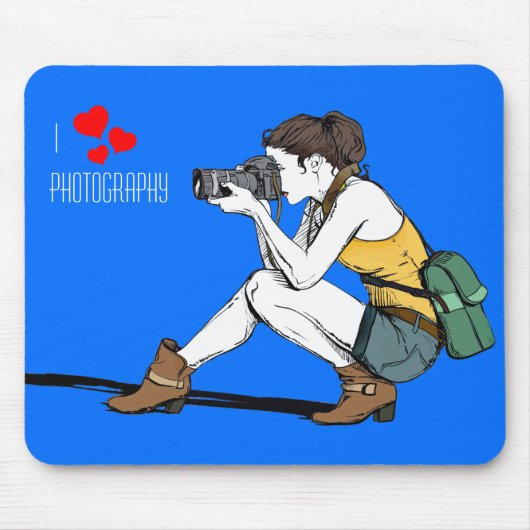 I Love Photography Mousepad Muismat (Voorkant)
