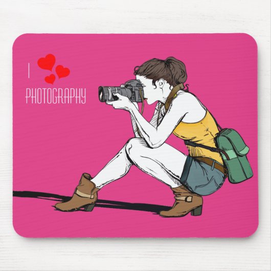 I Love Photography Mousepad Muismat (Voorkant)