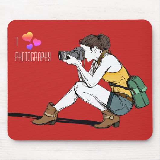 I Love Photography Mousepad Muismat (Voorkant)