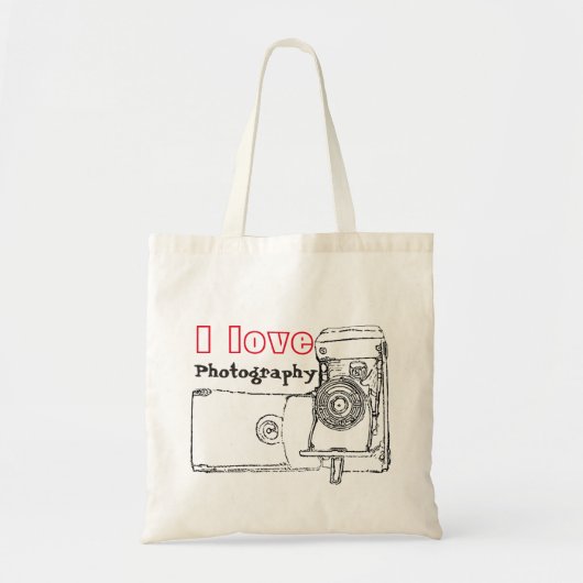 I Love Photography Retro Camera Tote Bag (Voorkant)