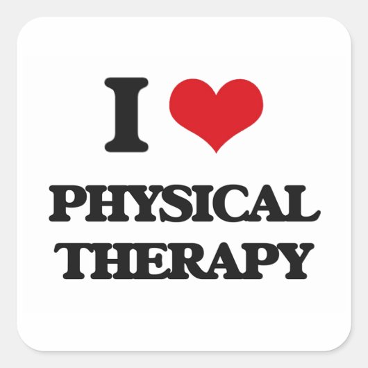 I Love Physical Therapy Vierkante Sticker (Voorkant)
