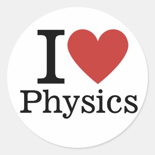 I ❤️ Love Physics voor studenten / faculteit Ronde Sticker (Voorkant)