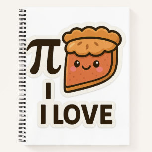 I Love Pi Sticker – Schattigee Wiskunde & Pie Pun  Notitieboek