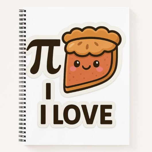 I Love Pi Sticker – Schattigee Wiskunde & Pie Pun  Notitieboek (Voorkant)
