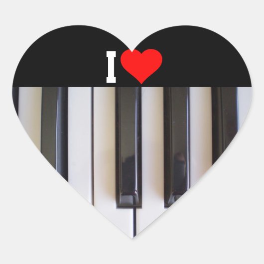 I Love Piano Hart Sticker (Voorkant)