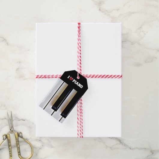 I Love Piano, Jazzy Design Cadeaulabel (Met Touw)