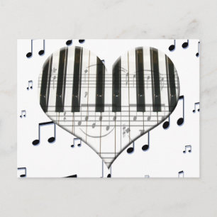 I Love Piano or Organ Music Heart Keyboard Briefkaart