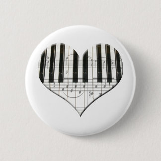 I Love Piano or Organ Music Heart Keyboard Ronde Button 5,7 Cm