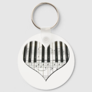 I Love Piano or Organ Music Heart Keyboard Sleutelhanger