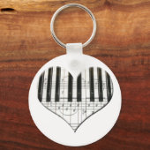 I Love Piano or Organ Music Heart Keyboard Sleutelhanger (Voorkant)