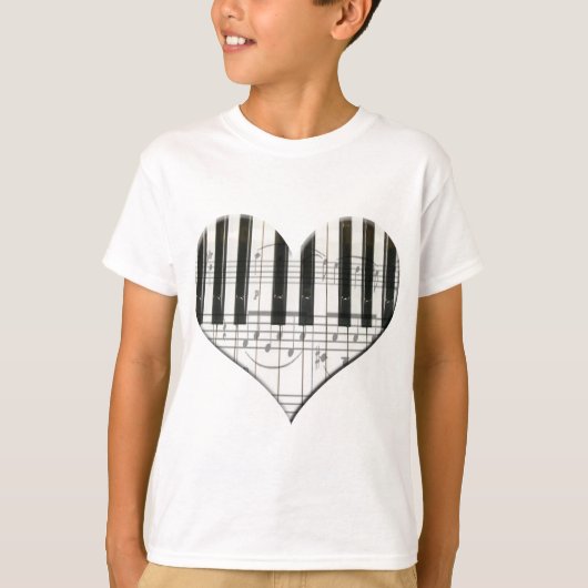 I Love Piano or Organ Music Heart Keyboard T-shirt (Voorkant)