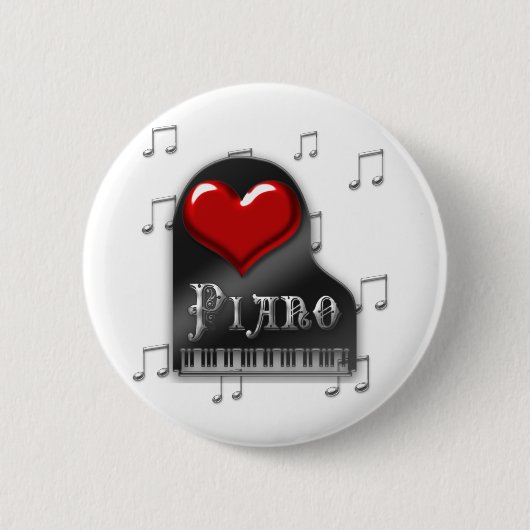 I Love Piano Ronde Button 5,7 Cm (Voorkant)