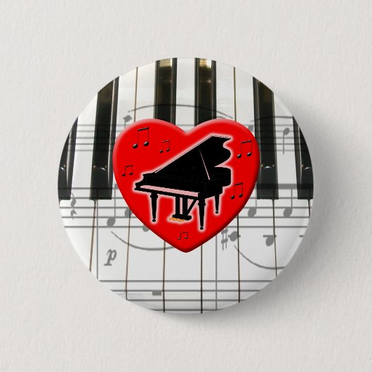 I Love Piano Ronde Button 5,7 Cm (Voorkant)