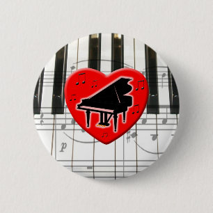I Love Piano Ronde Button 5,7 Cm