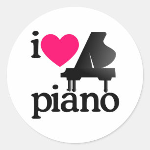 I Love Piano Ronde Sticker
