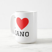 I love piano square sticker koffiemok (Voorkant links)