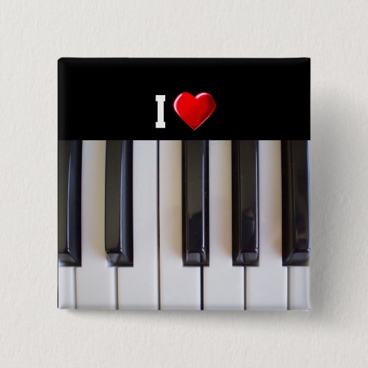 I Love Piano Vierkante Button 5,1 Cm (Voorkant)