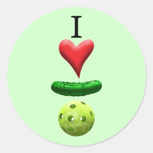 I Love Pickleball - Green - Ronde Sticker (Voorkant)