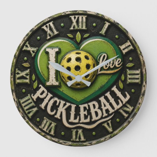 I Love Pickleball Grote Klok (Voorkant)